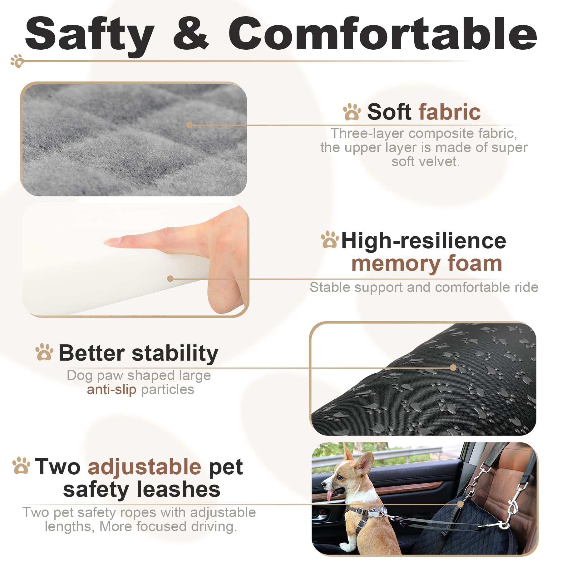 Zilemoon car dog seat dual safety leashes in action prevent jumping.