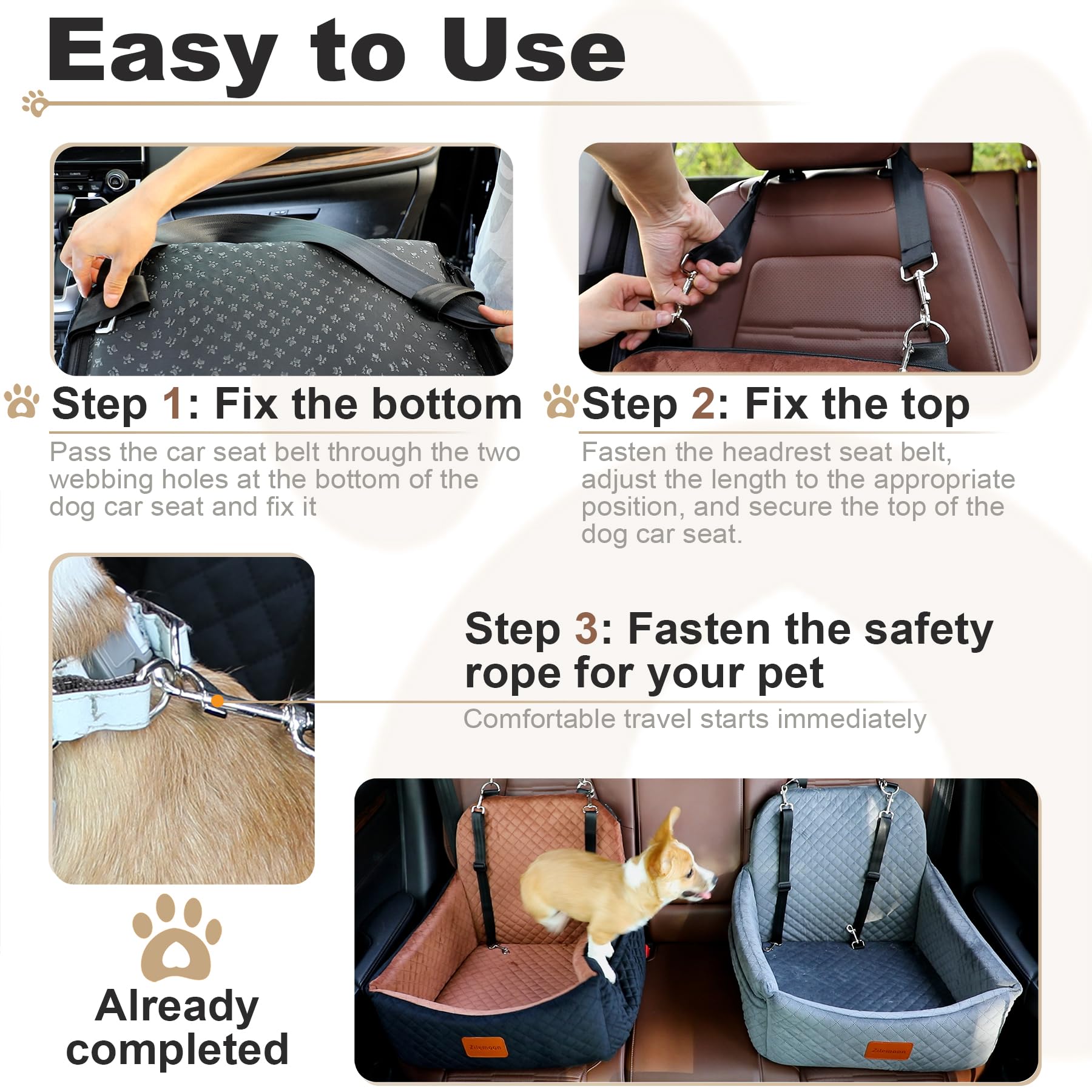 Zilemoon dog seat side storage pockets keep snacks and toys organized.