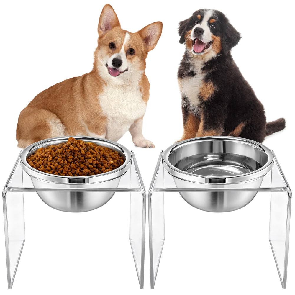Ziliny elevated dog bowl stand in clear acrylic for a clean, modern feeding setup.
