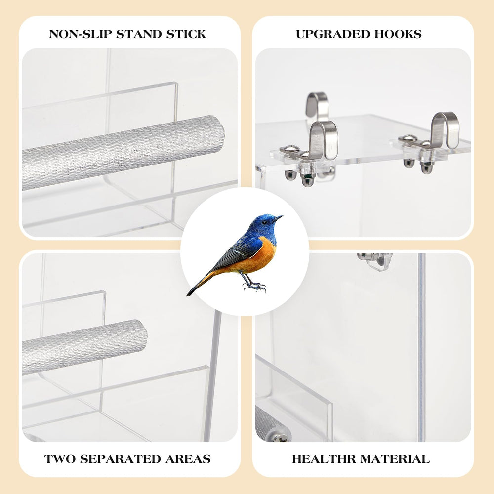 Ziliny no-mess seed dispersion design helps keep cage clean while feeding.