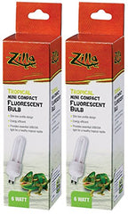 Zilla 2-pack mini tropical fluorescent bulb 6W provides UVB for terrarium use