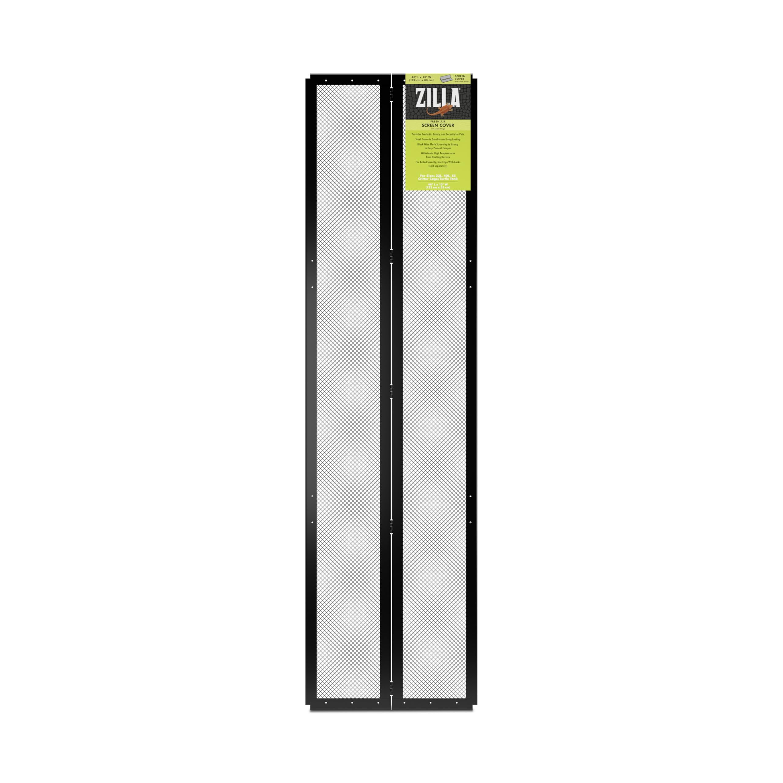 Zilla Fresh Air Screen Cover center hinge front view shows easy access to the terrarium.