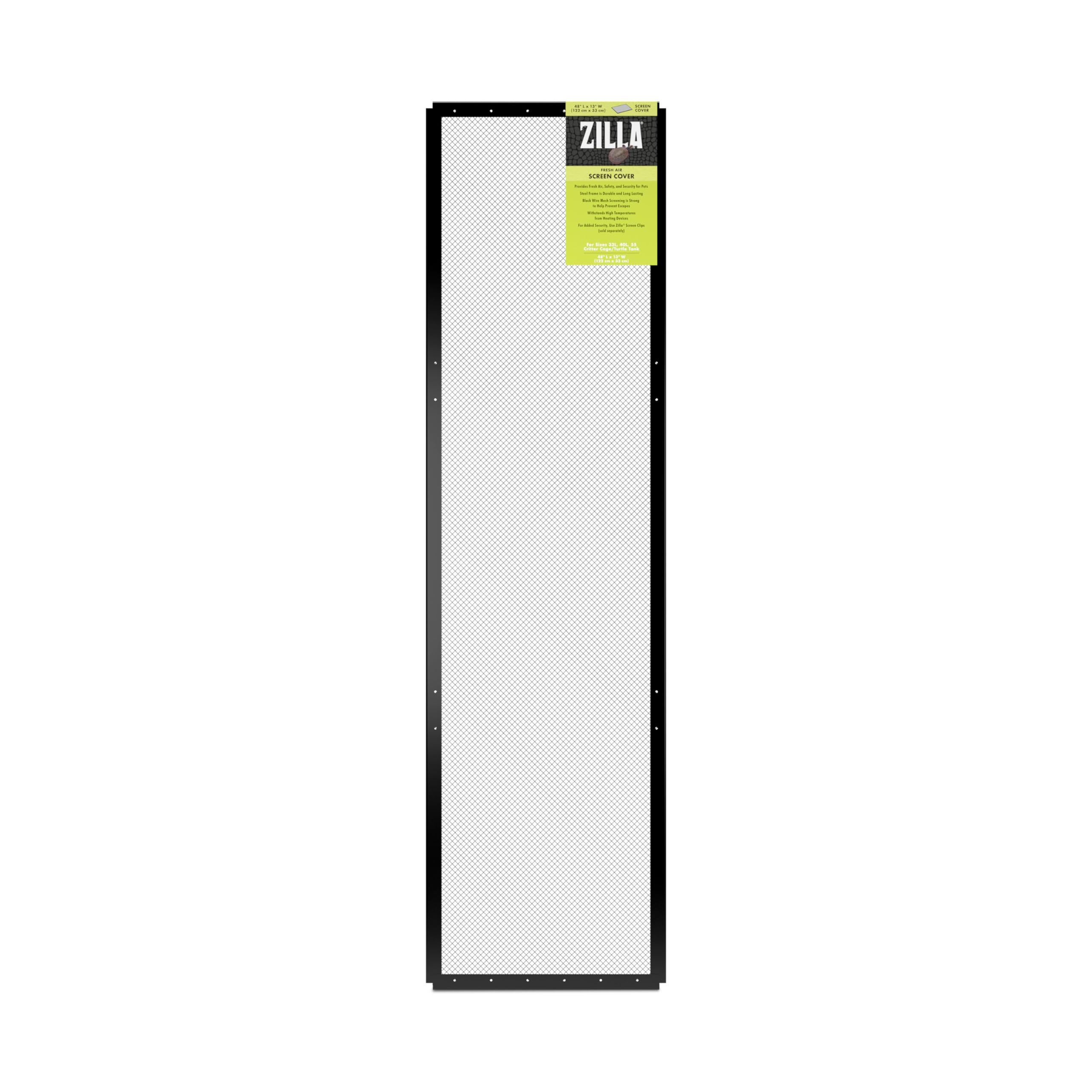 Zilla Fresh Air Screen Cover front view shows durable steel frame and airflow-friendly design for terrariums