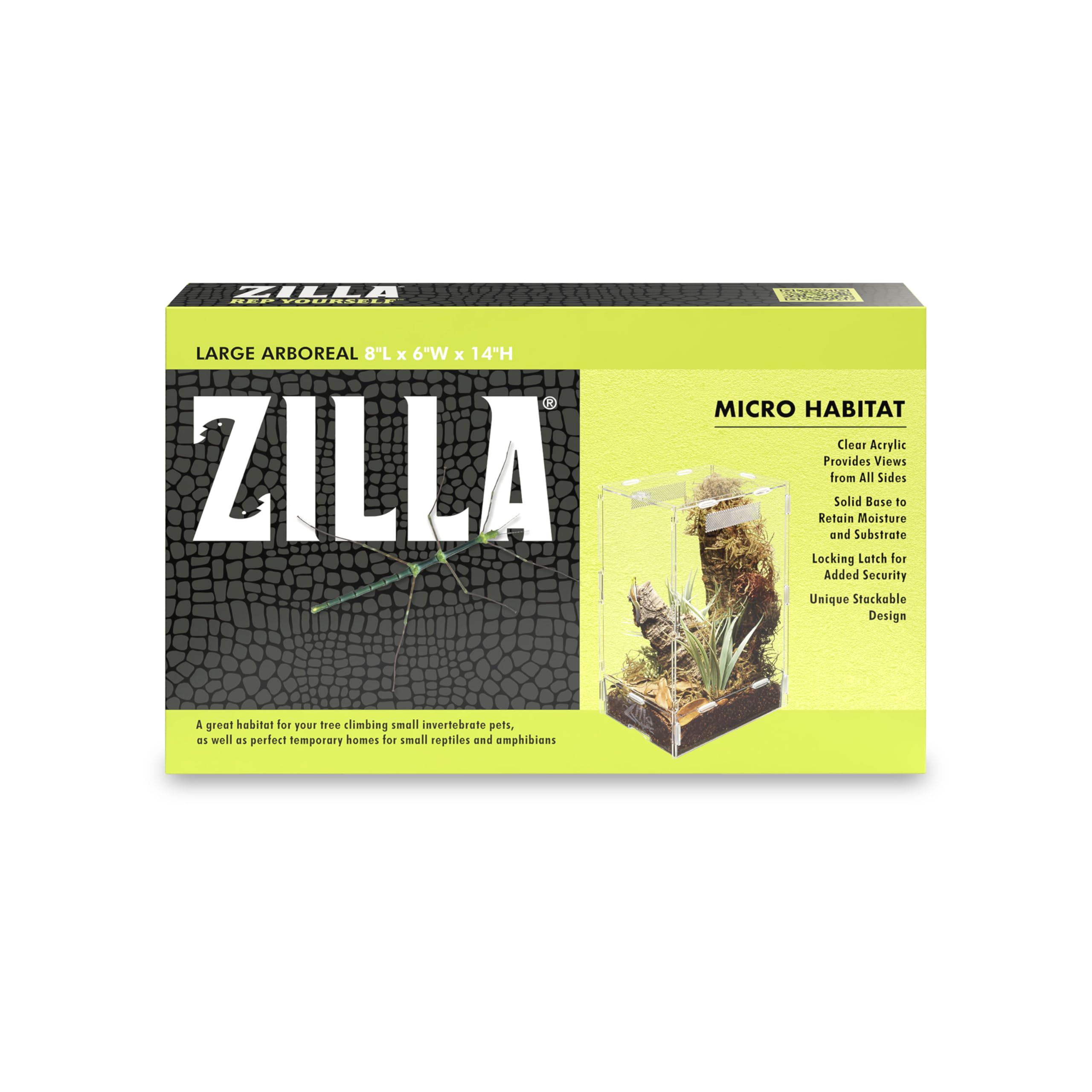 Zilla Micro Habitat front view with clear acrylic walls for 360-degree observation