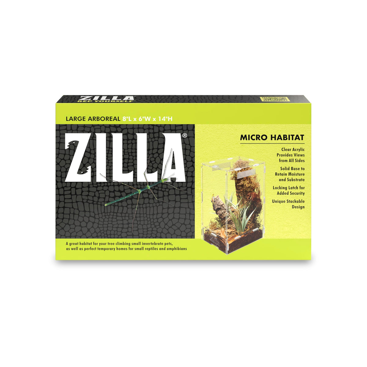 Zilla Micro Habitat front view with clear acrylic walls for 360-degree observation