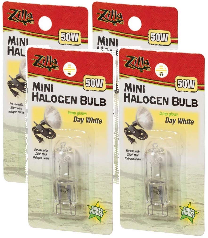 Zilla mini halogen heat lamp bulb provides radiant heat for reptile terrariums and day lighting.