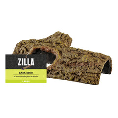 Zilla Bark Bends Large front view shows a natural hide for burrowing reptiles and private observation.