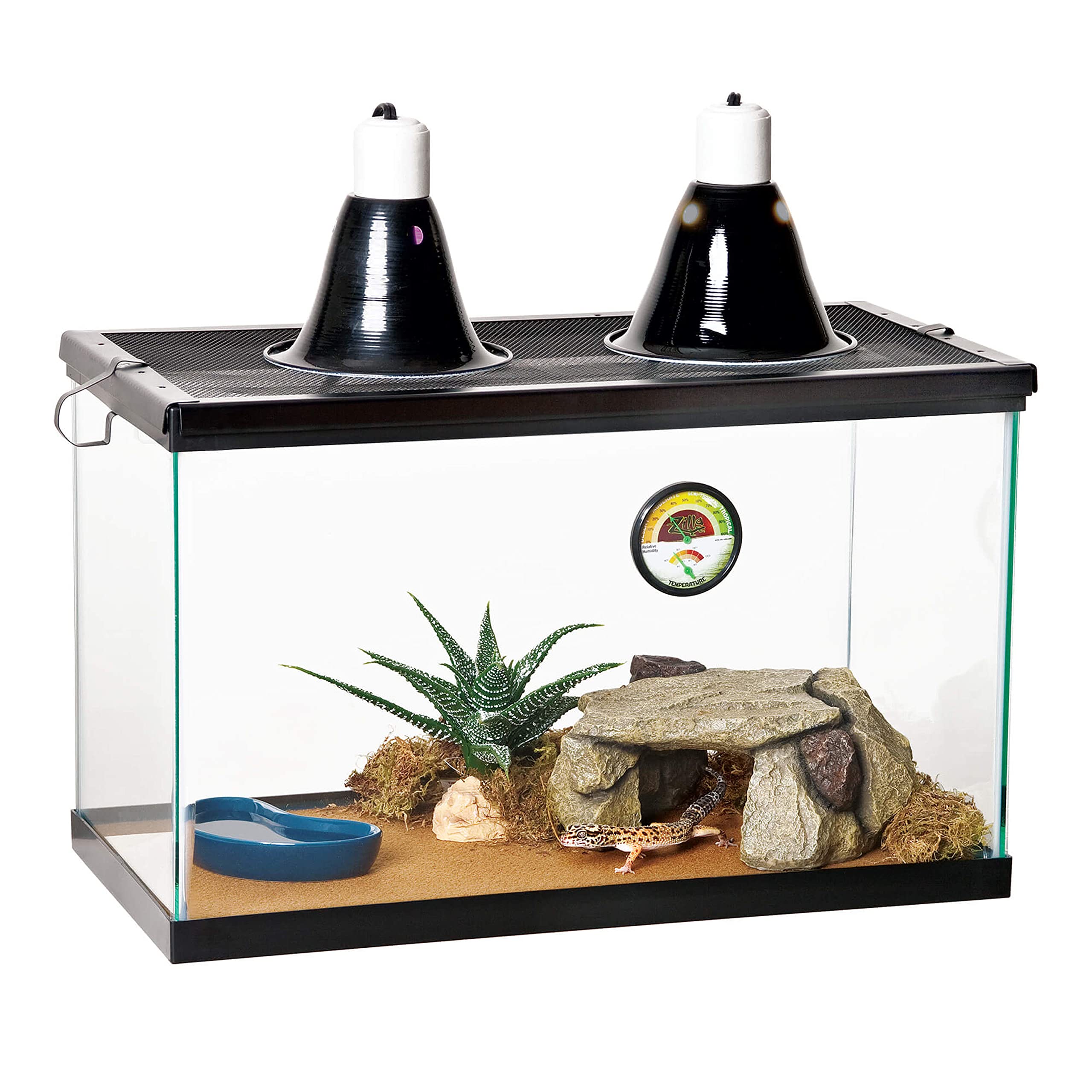 Zilla shale rock den elevated-basking-platform, helping pets warm up responsibly