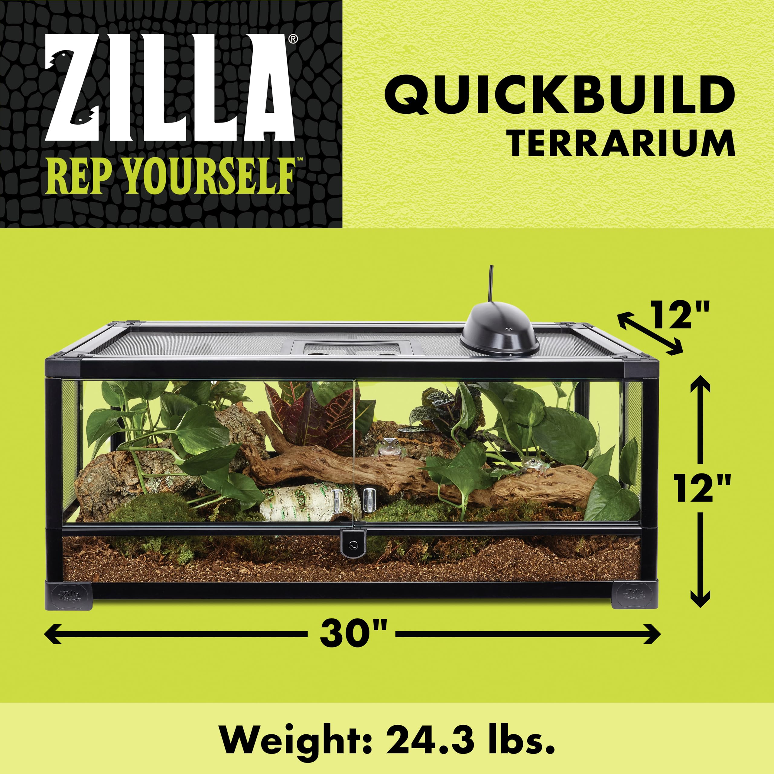 Zilla QuickBuild tempered glass window provides clear visibility for stress-free monitoring.
