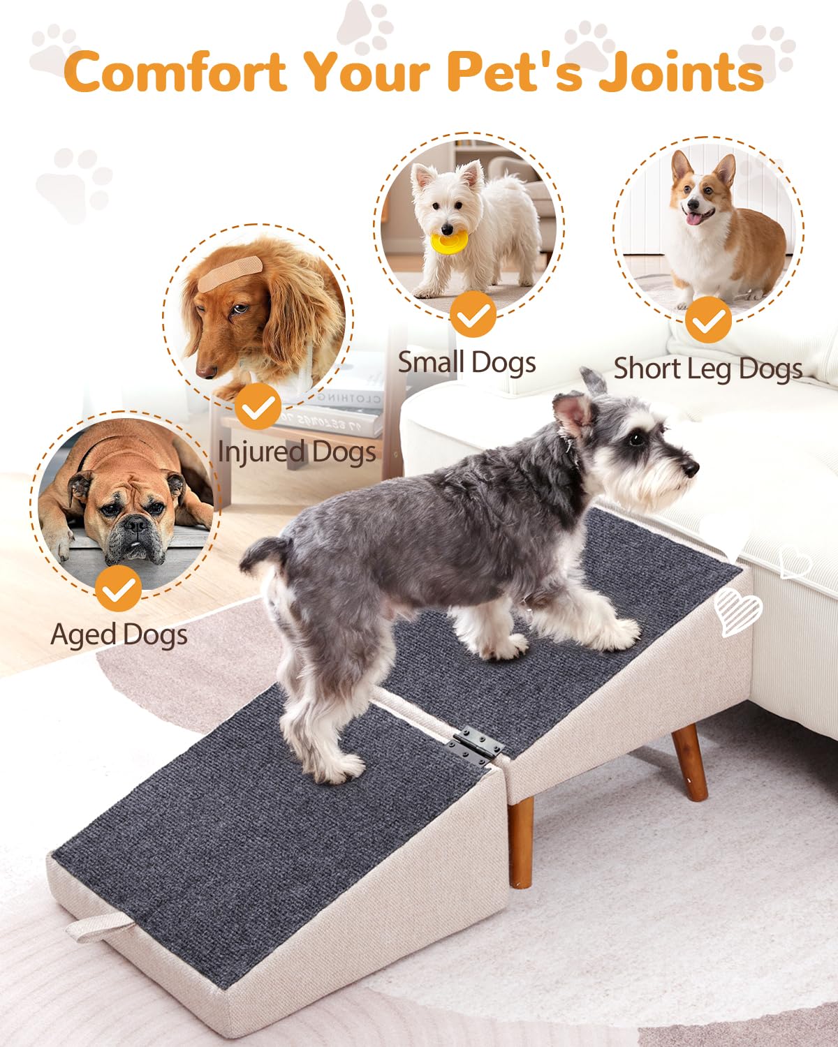 Ziluce dog ramp folded-stool shows portable 2-in-1 steps and footrest.