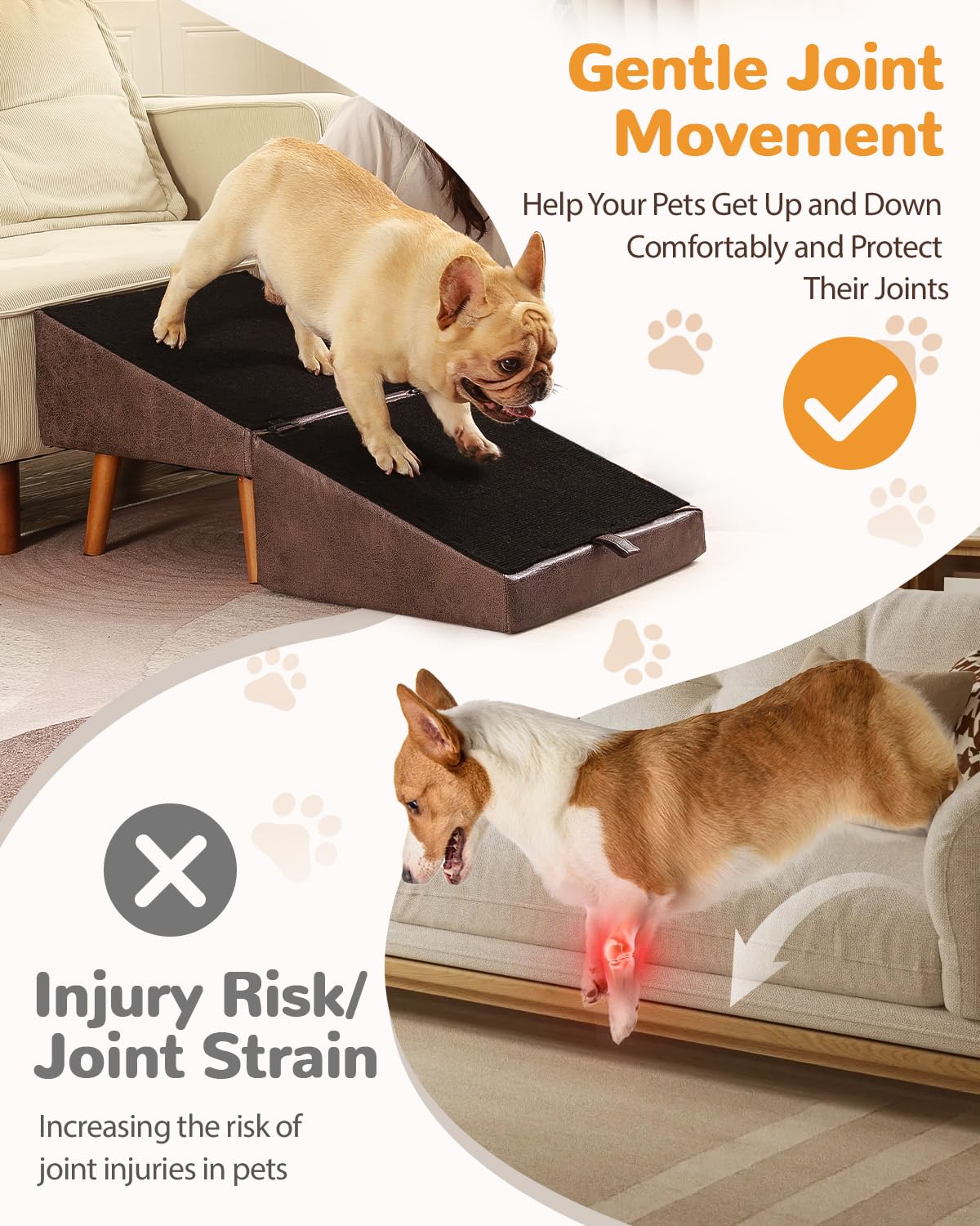 Ziluce dog stairs couch access showing easy climbs for small dogs and cats.