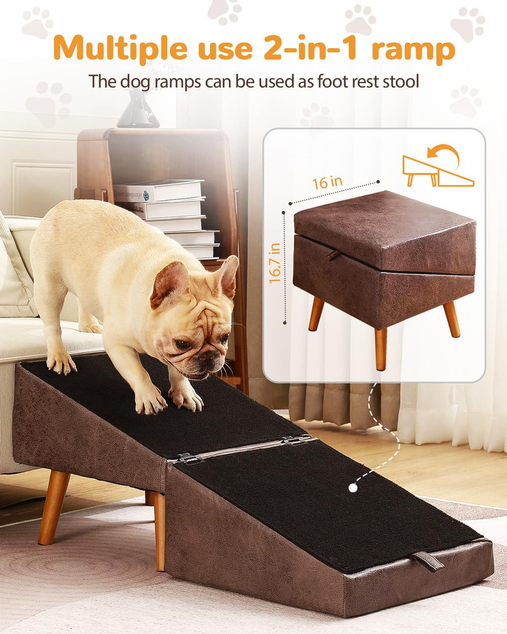 Ziluce folded dog stairs compact storage form doubles as a small stool.