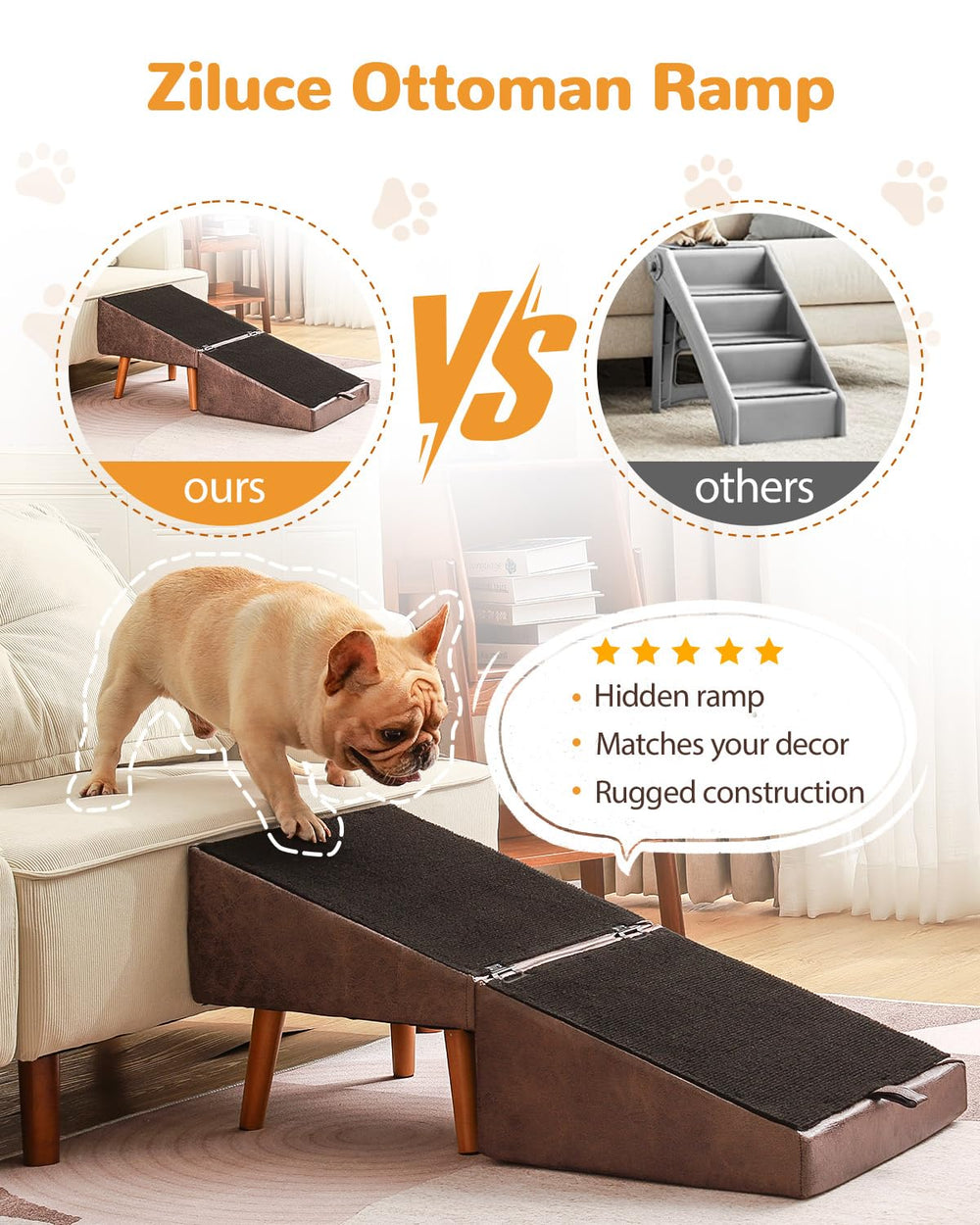 Ziluce solid wood pet steps durable and decor-friendly for homes.