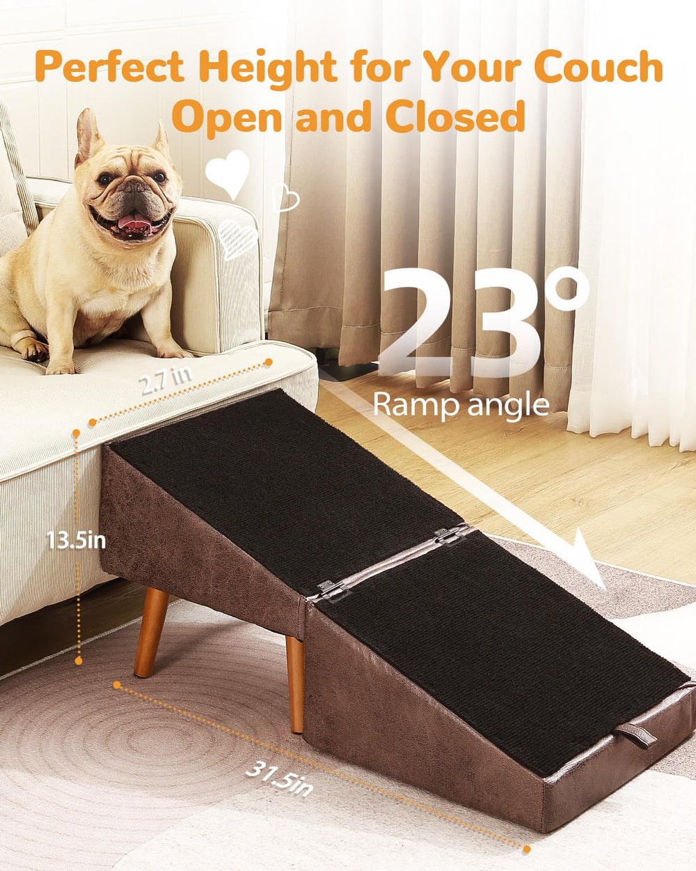 Ziluce split ottoman design brown illustrating 2-in-1 modular use as steps and stool.