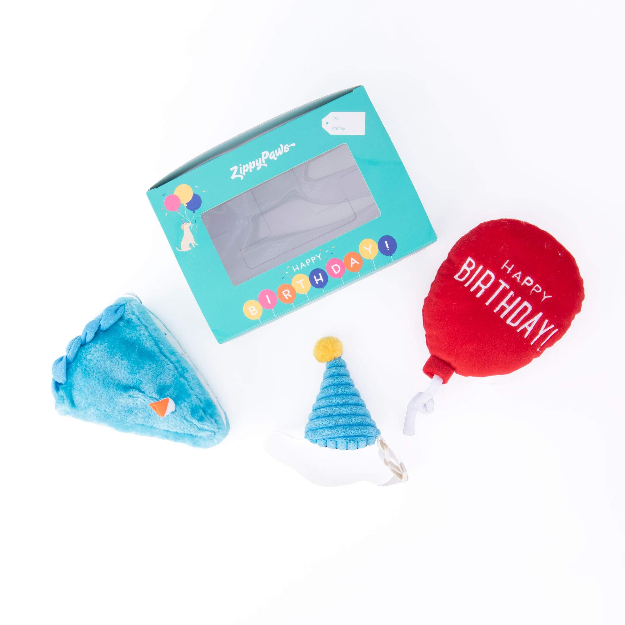 ZippyPaws Birthday Box wearable hat toy for cute photo moments