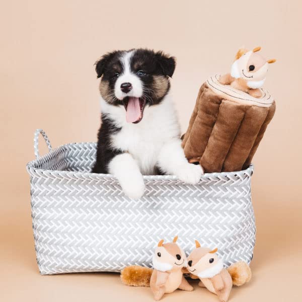 ZippyPaws Burrow Chipmunk Log plush exterior provides soft, comforting texture for nap-time fun.