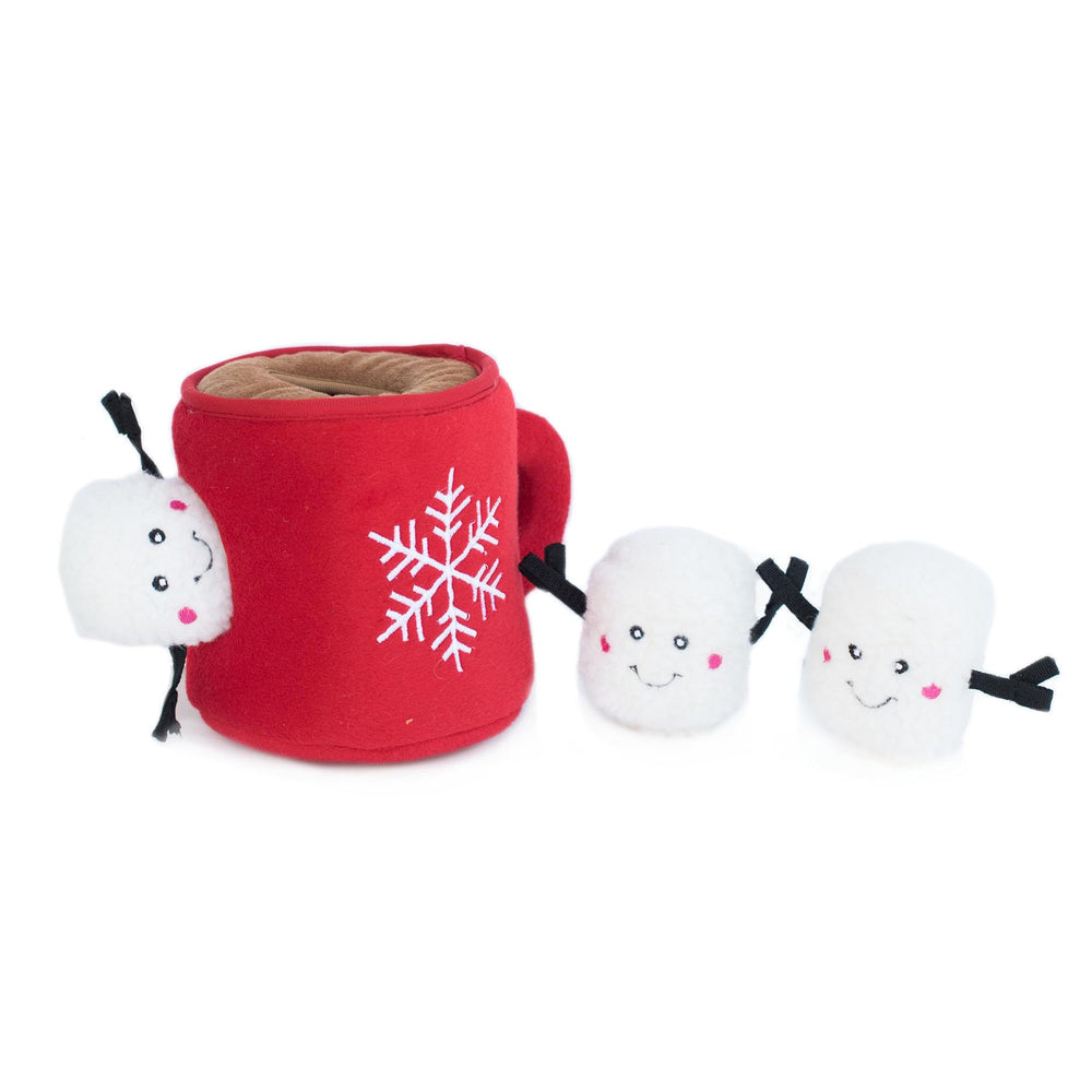 ZippyPaws Burrow Christmas marshmallows inside mug showing hide‑and‑seek fun