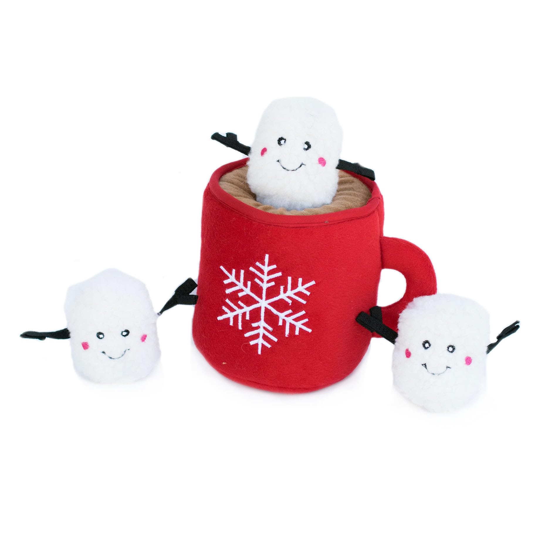 ZippyPaws Burrow Christmas mug toy with hidden marshmallows for puzzle play
