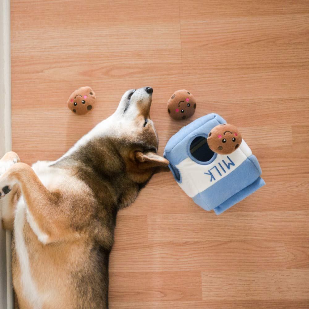 ZippyPaws Burrow dogs enjoying puzzle action during interactive play
