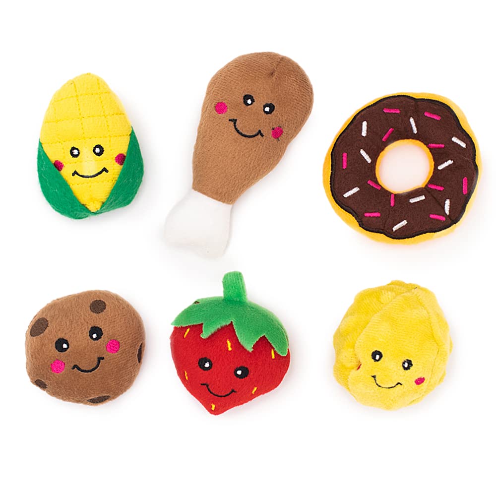 ZippyPaws Burrow Replacement Miniz pack closeup showing colorful squeaky minis for interactive play