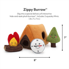 ZippyPaws Burrow Wilderness camping tent plush toy ideal for hide-and-seek games.
