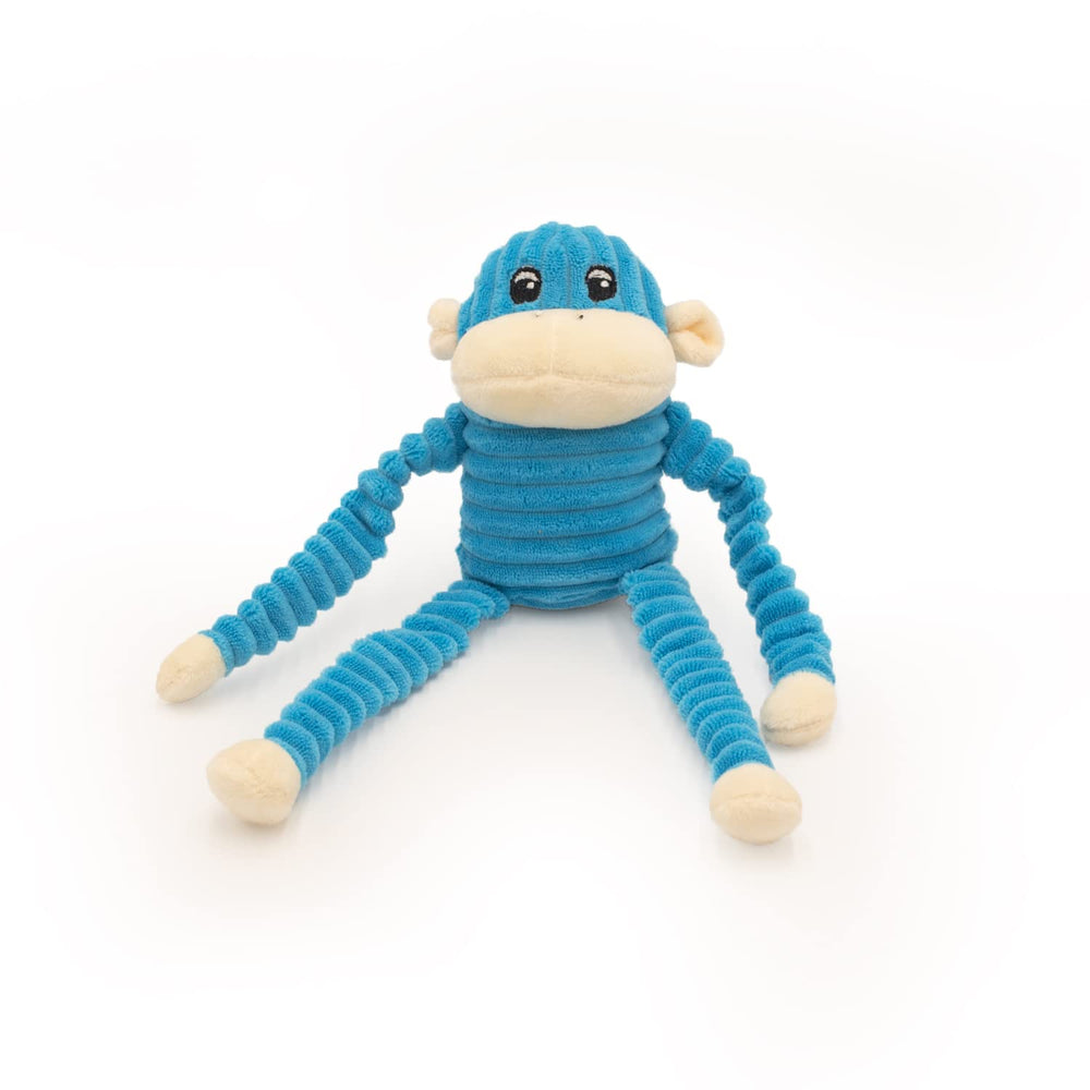 ZippyPaws Crinkle Monkey arms crinkle close-up promotes interactive chewing fun.