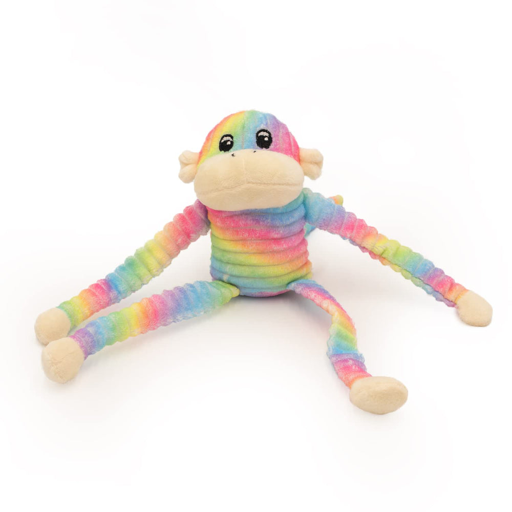 ZippyPaws Crinkle Monkey squeaker close-up boosts exciting play sessions.