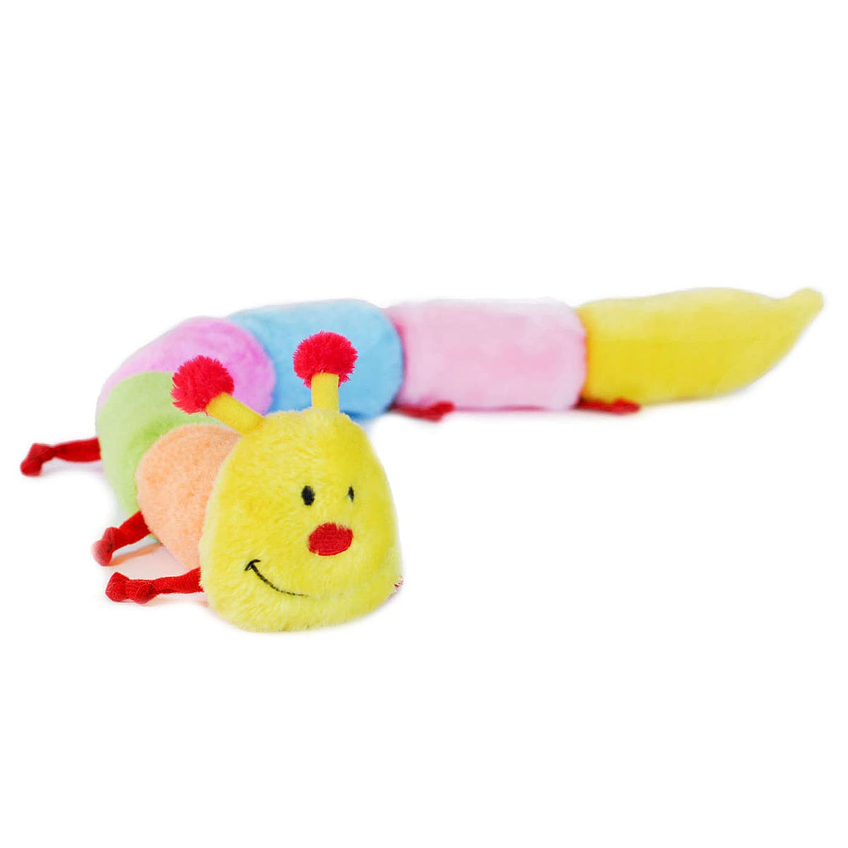 ZippyPaws Deluxe Caterpillar toy head close-up for cuddly interactive play.