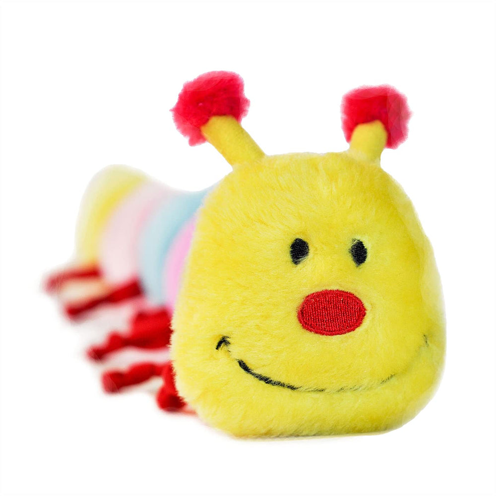 ZippyPaws Deluxe Caterpillar soft fabric image highlights plush comfort during play.