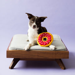 ZippyPaws Donutz Cherry durable stitching close-up for long-lasting chew sessions.