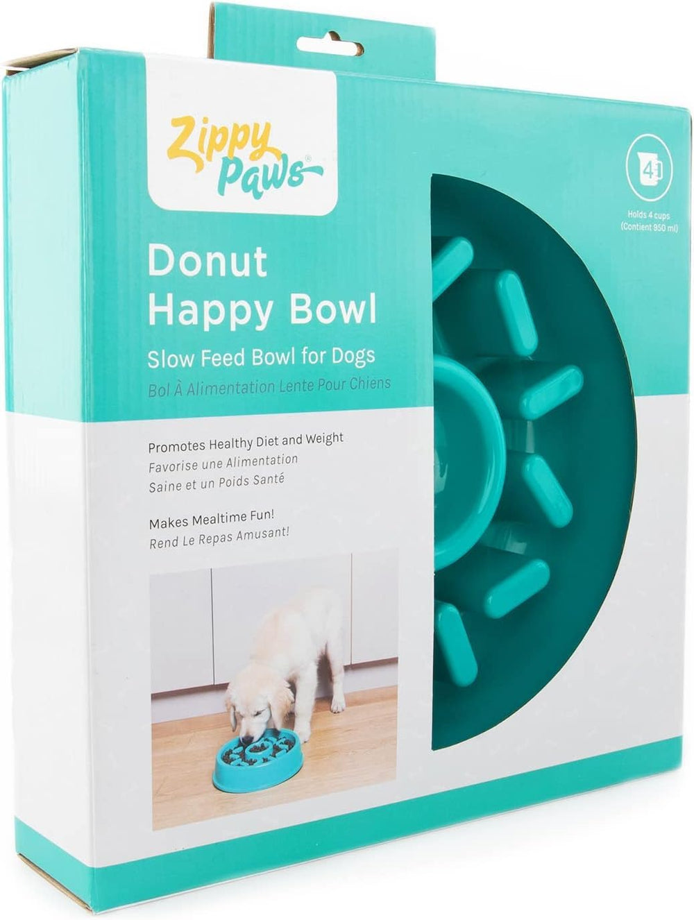 ZippyPaws Happy Bowl apto para lavavajillas, facilitando la limpieza tras las comidas.