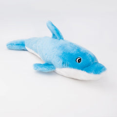 Delfín azul con sonido Jigglerz para perros, ideal para horas de juego.