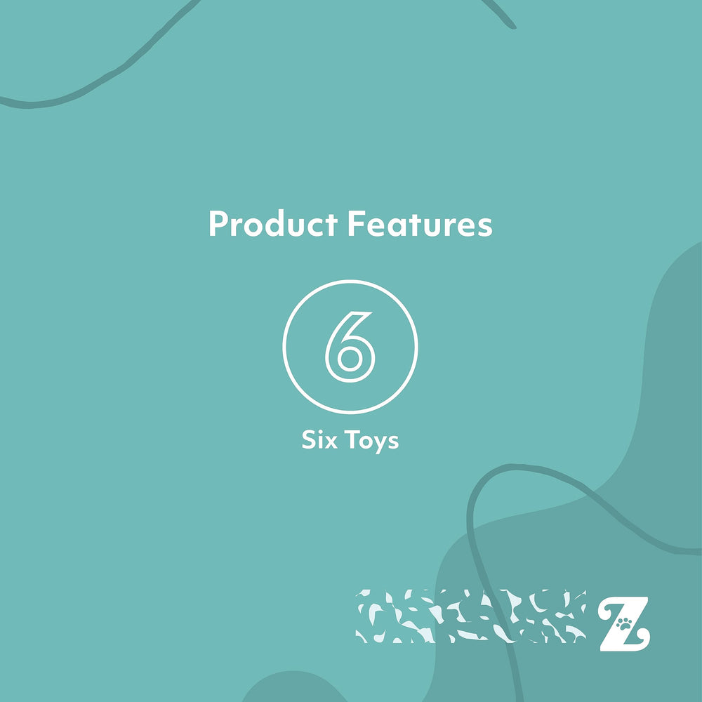 ZippyPaws Miniz squeaky animals pack demonstrates six plush toys for curiosity and puzzle play.