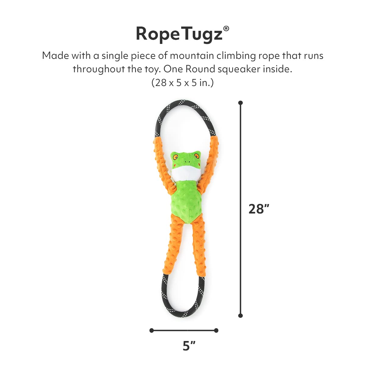 ZippyPaws RopeTugz Frog in action offers interactive tug for dogs of all sizes.