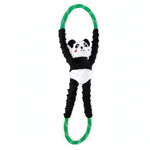 ZippyPaws RopeTugz Panda closeup showing plush fluff after use.
