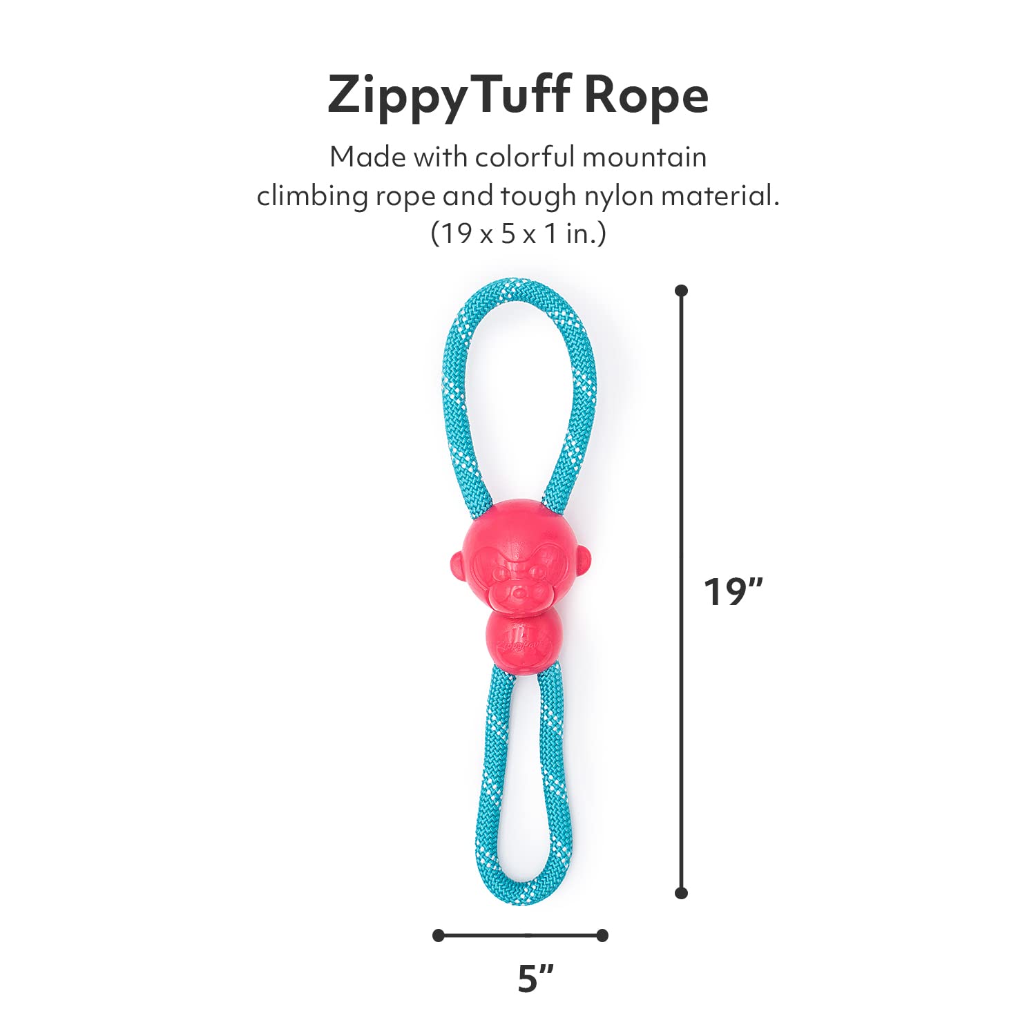 ZippyPaws RopeTugz Pink Squeaker image – keeps dogs engaged with a grunting squeak