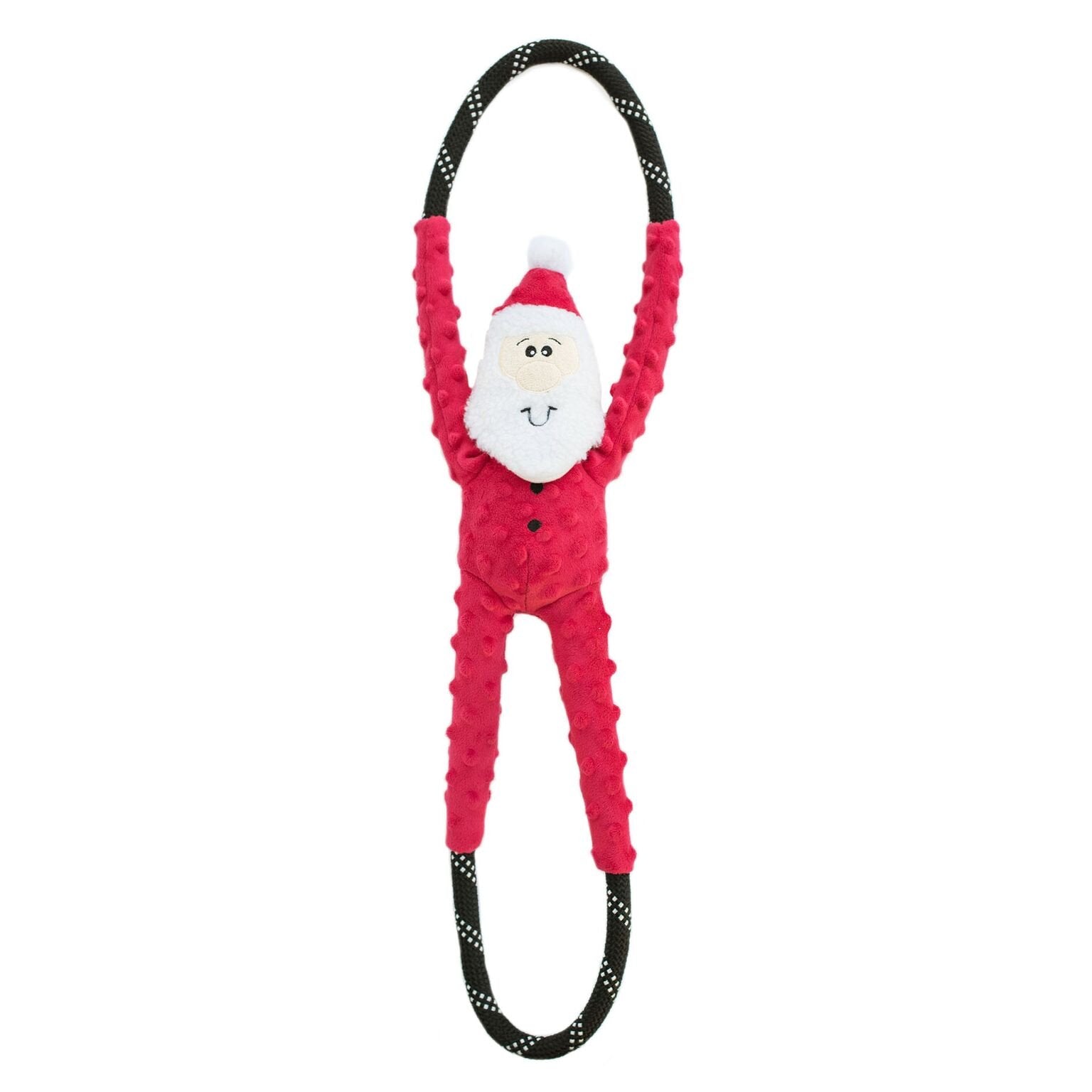 ZippyPaws RopeTugz Santa closeup squeaker for interactive play