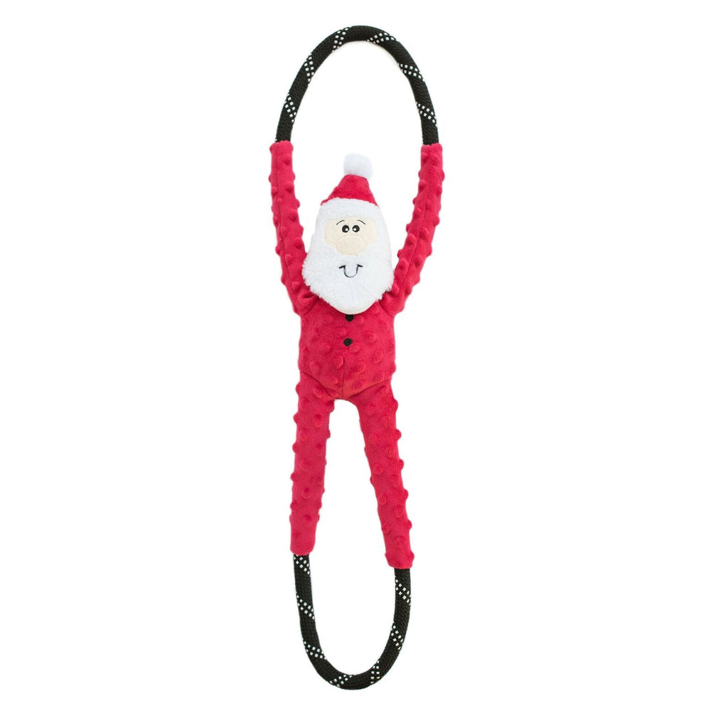 ZippyPaws RopeTugz Santa closeup squeaker for interactive play