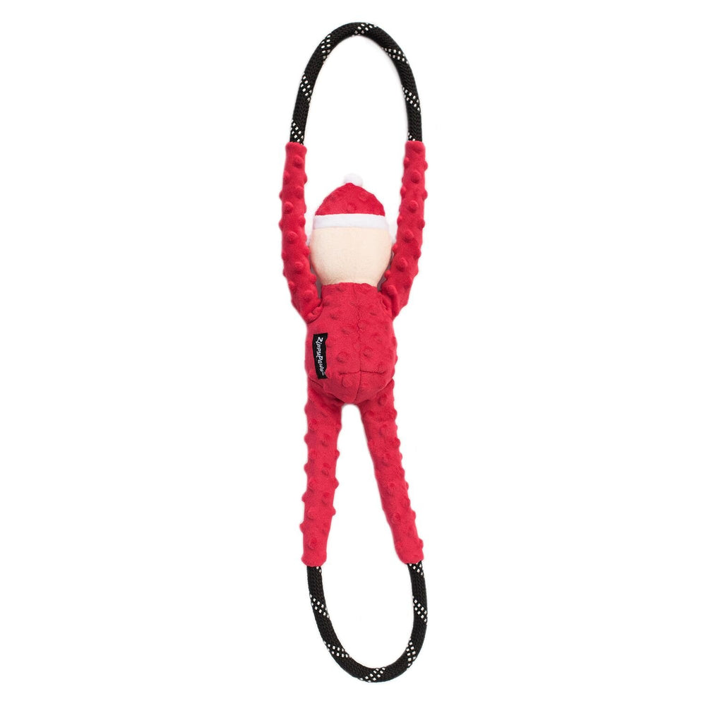 ZippyPaws RopeTugz Santa toy dog tug action for bonding