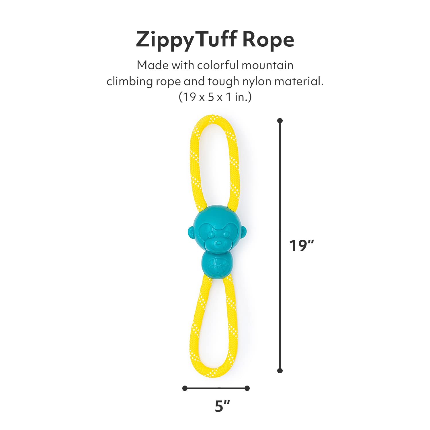 ZippyPaws RopeTugz Teal squeaker closeup showcases interactive play.