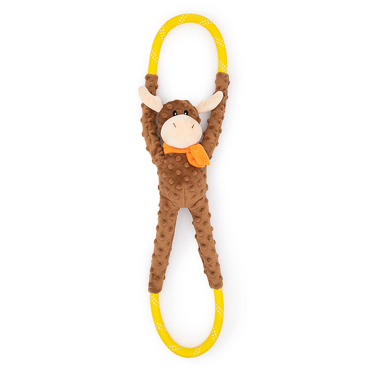 ZippyPaws RopeTugz Moose design provides durable tug play for dogs of all sizes.