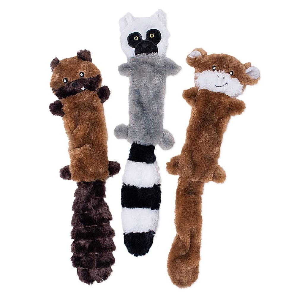 ZippyPaws Skinny Peltz chipmunk 18in unstuffed squeaky toy boosts interactive play