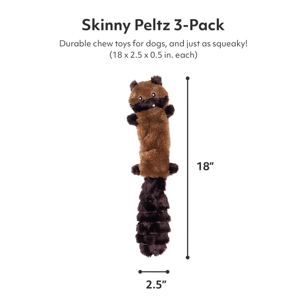 ZippyPaws Skinny Peltz lemur 18in unstuffed squeaky toy promotes solo and tug play