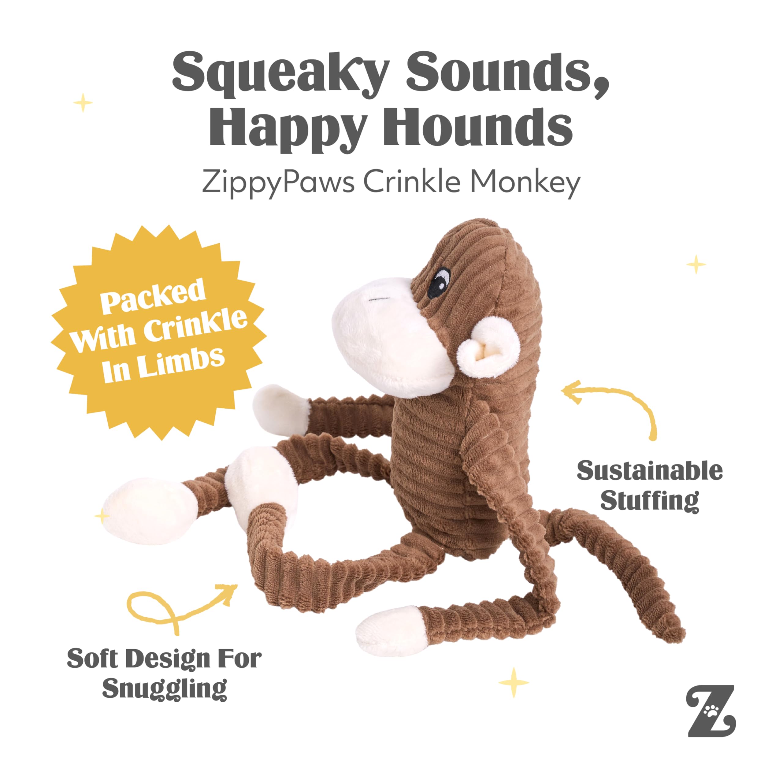 ZippyPaws Spencer mono crinkle piernas para exploración ligera