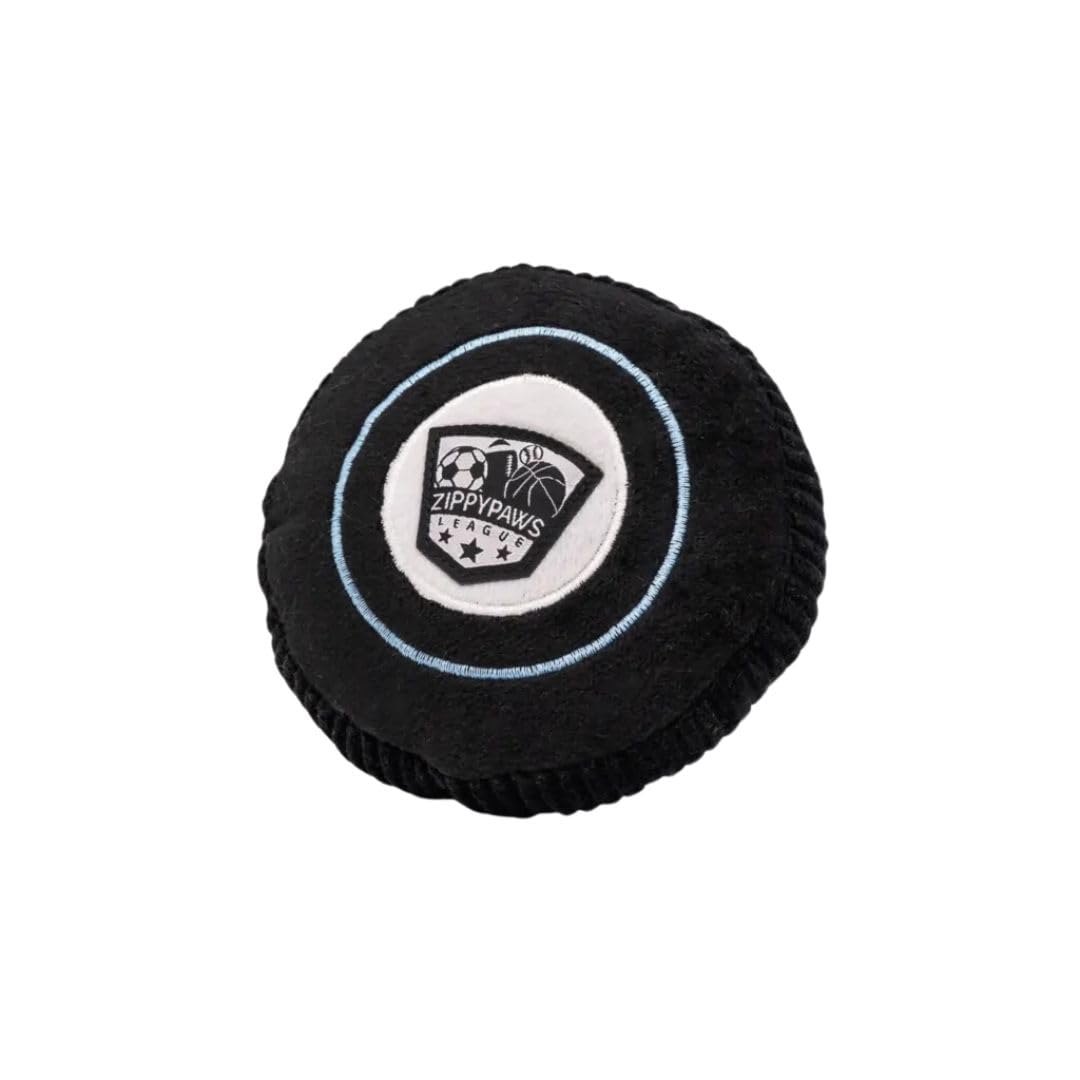ZippyPaws SportsBallz disco hockey para perros, juguete suave para morder sin dañar dientes.