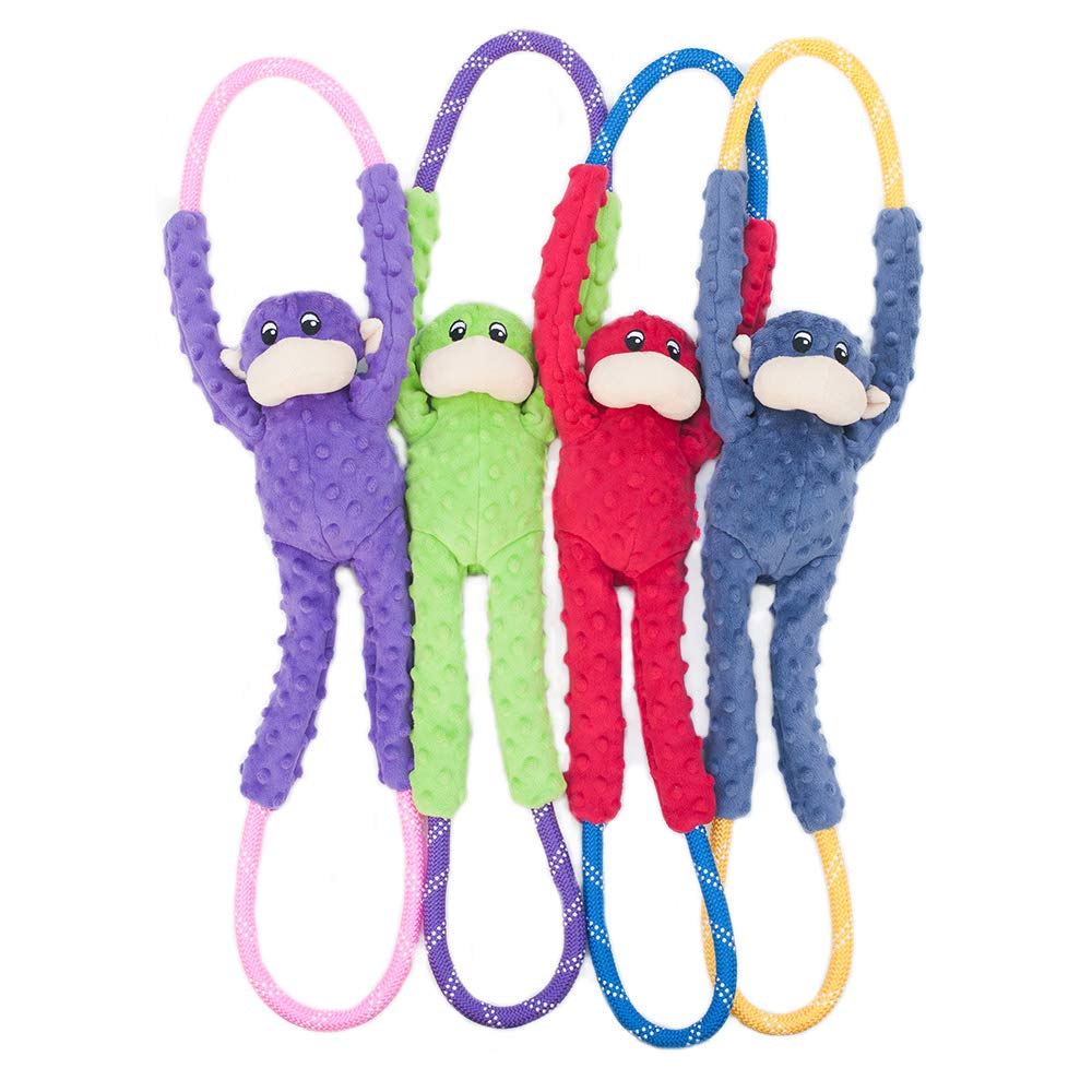 ZippyPaws RopeTugz squeaker feature adds long-lasting sound for excited pups.