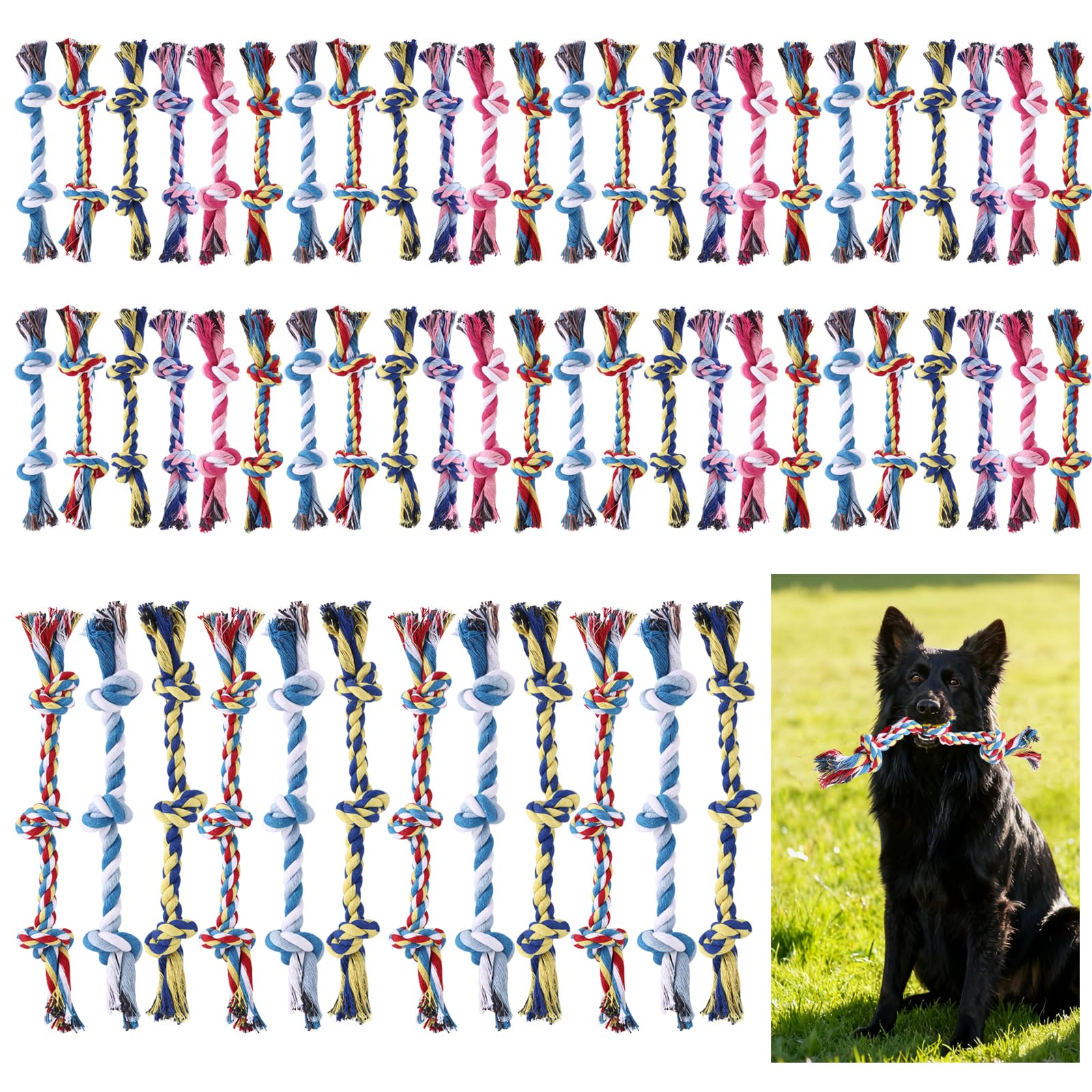 ZisDolk 60pcs knot rope dog toys bundle for interactive play and teething relief.