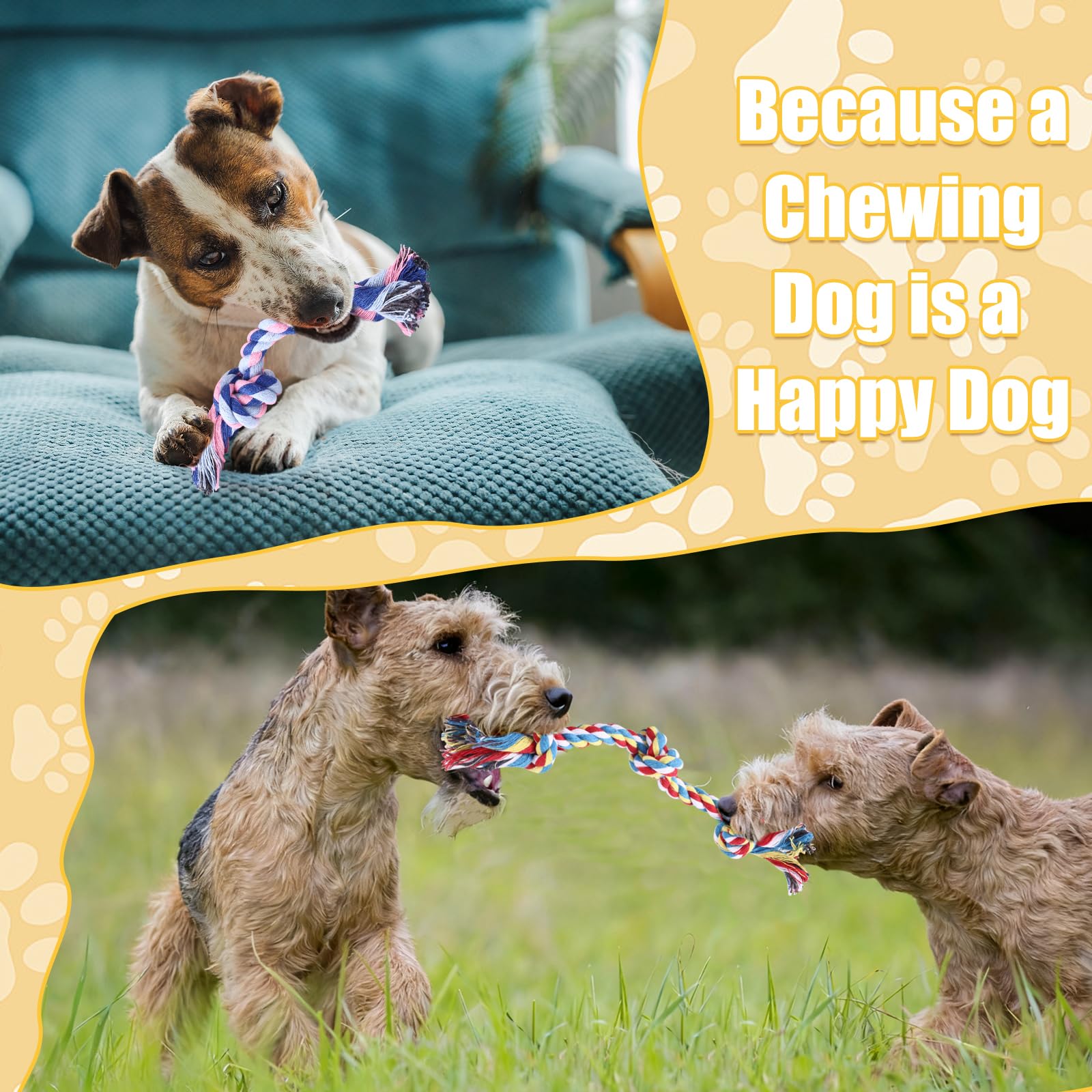 ZisDolk durable cotton dog toy set suitable for dogs of multiple sizes.