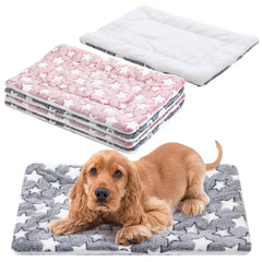 Zisiueel 4-piece dog bed crate mat set in pink and gray—soft, washable comfort