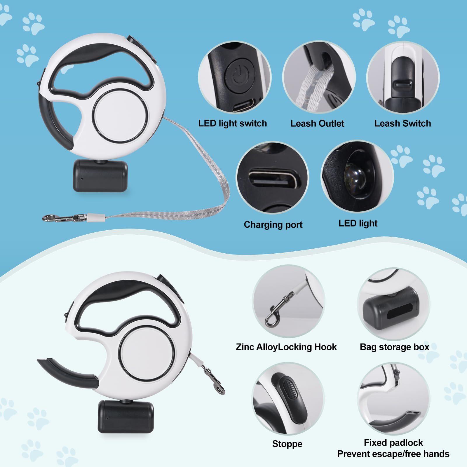 Zividodo 360-degree anti-tangle design prevents leash snags during walks